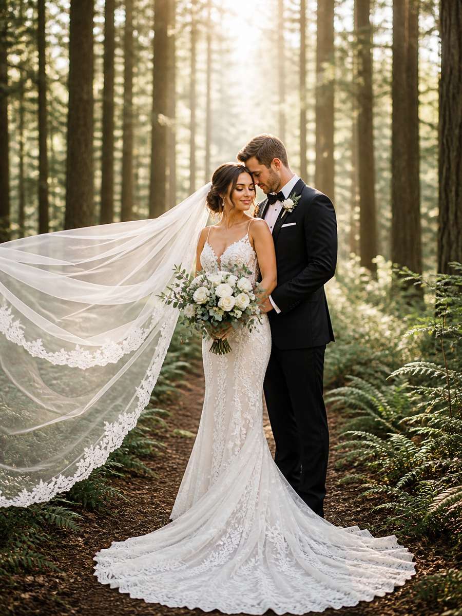 Elegant Veil in the Forest photo