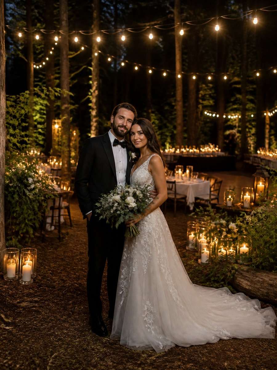 Soft Candlelit Woodland Reception photo