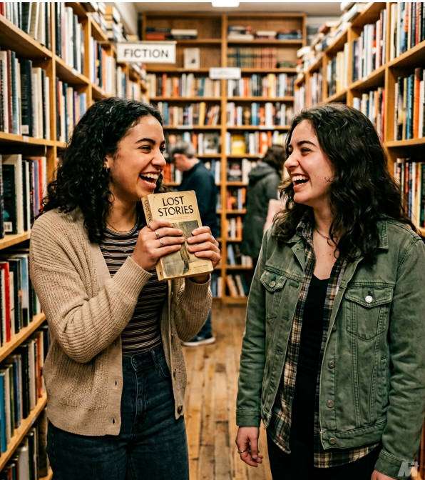 bookstore aisle laugh photo