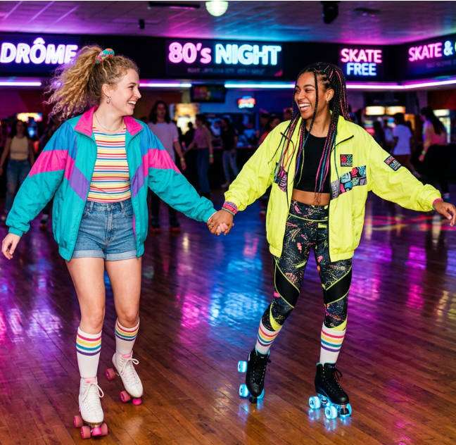 roller rink flash photo