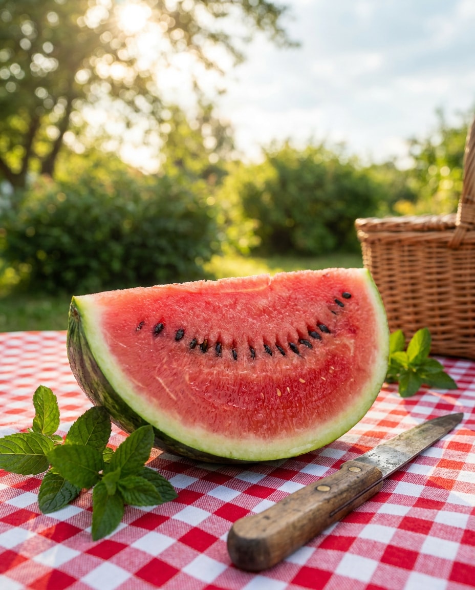 watermelon picnic scene photo