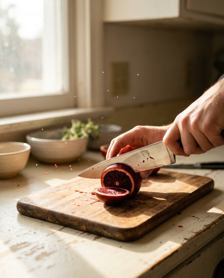 hand slicing citrus photo