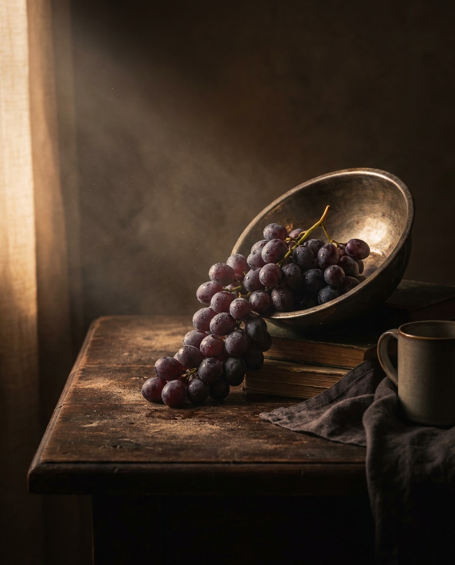 grapes moody chiaroscuro photo