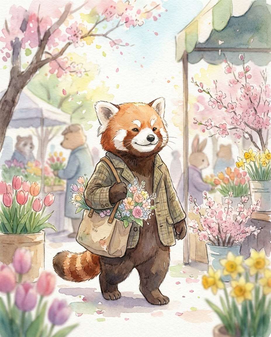 watercolor spring scene photo