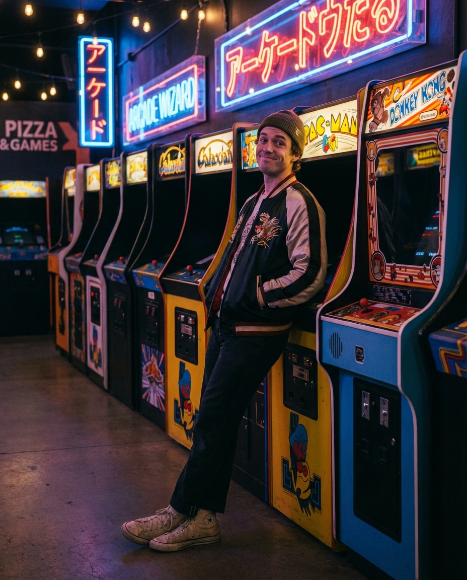 retro arcade night photo