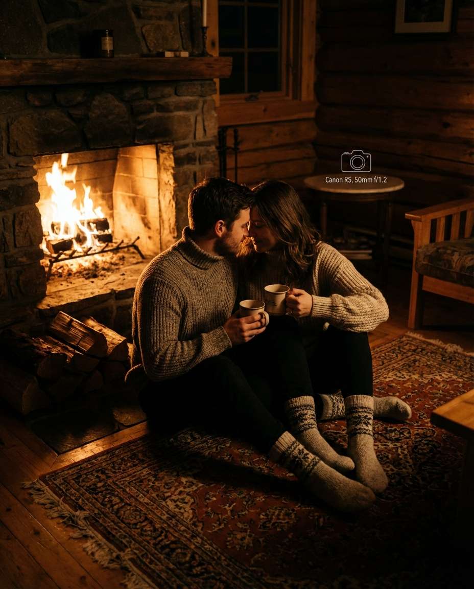 cabin fireplace photo