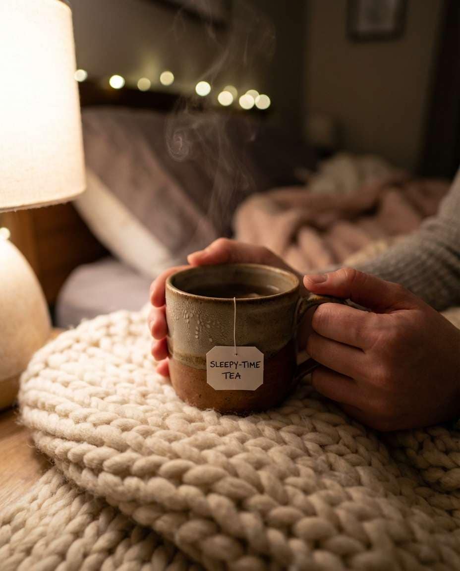 sleepy tea hands photo