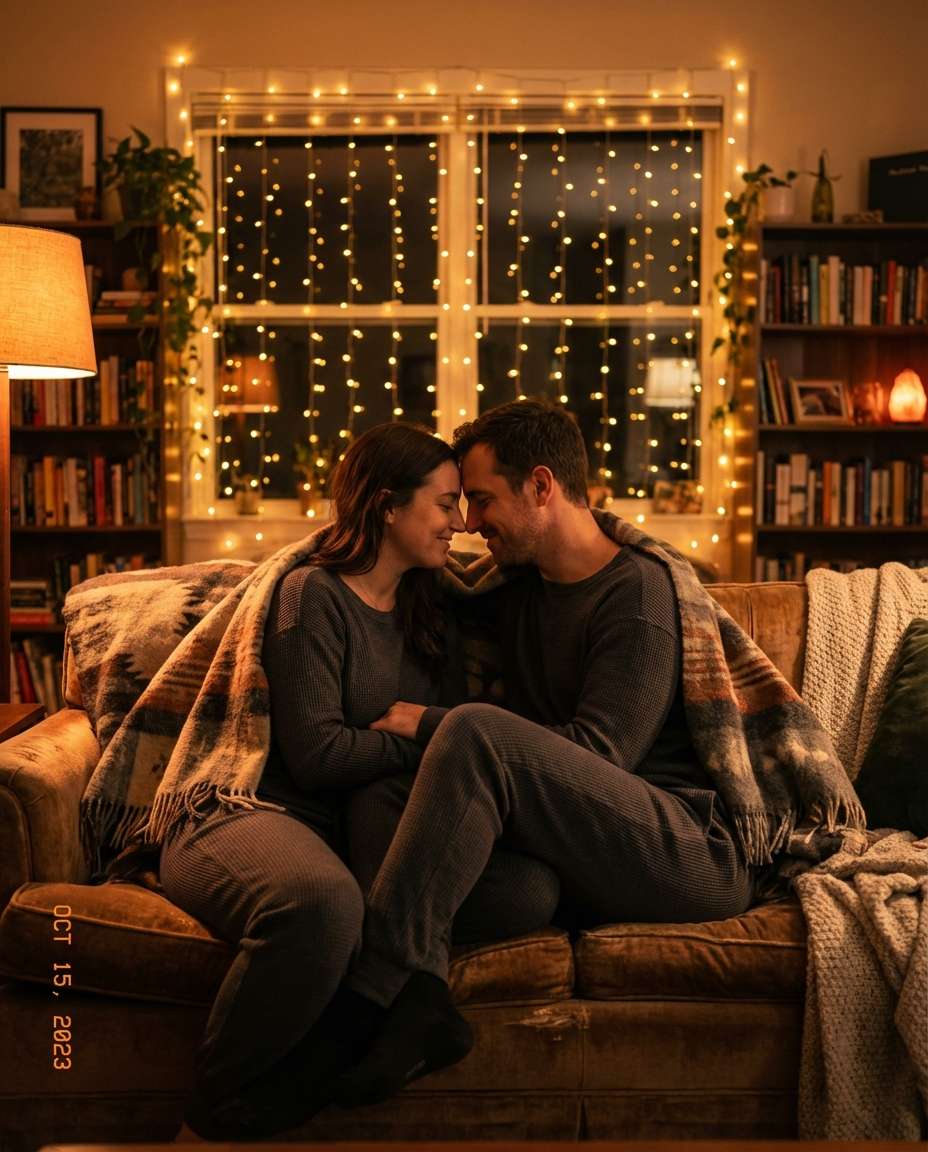 couple fairy lights photo