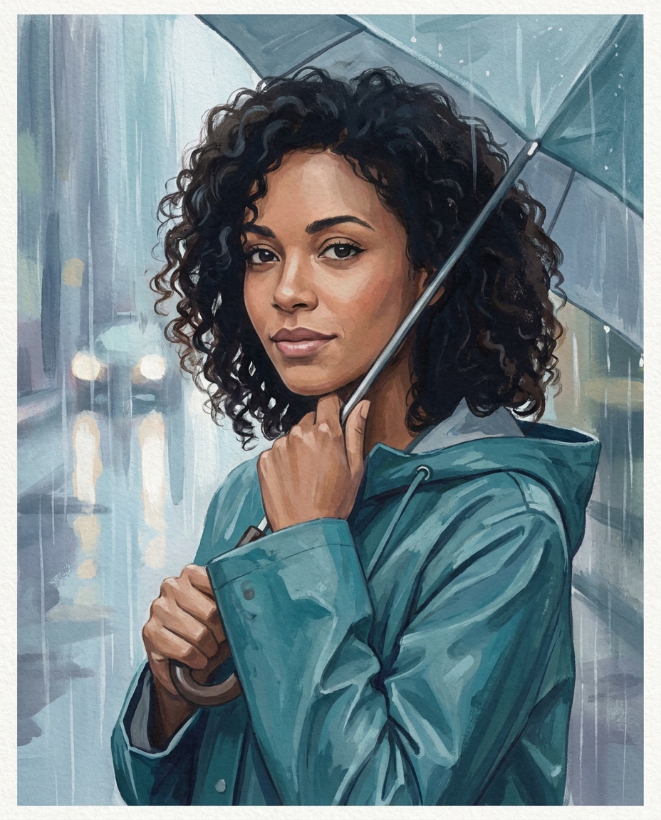 raincoat under umbrella photo