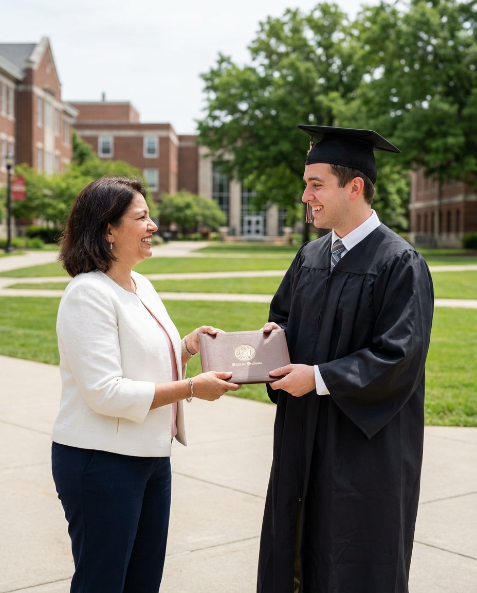 diploma handoff moment photo