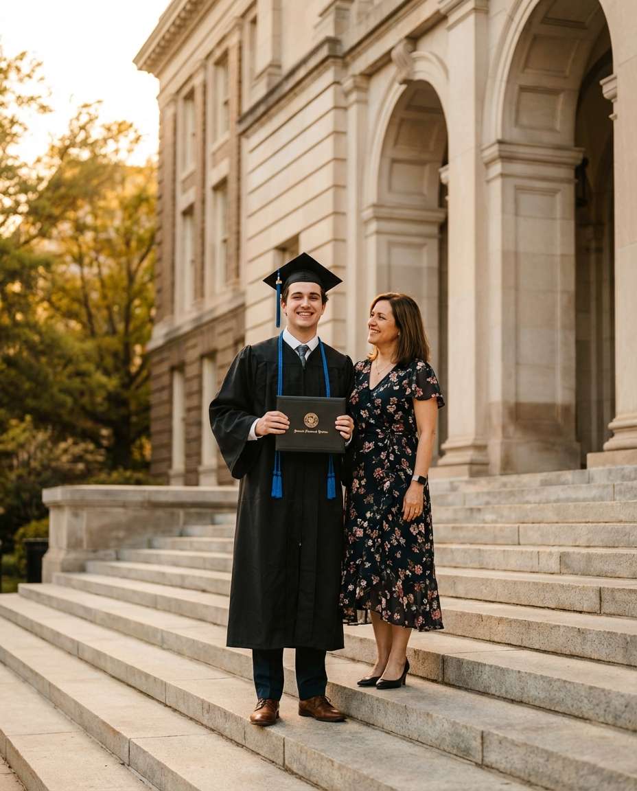 library steps portrait photo