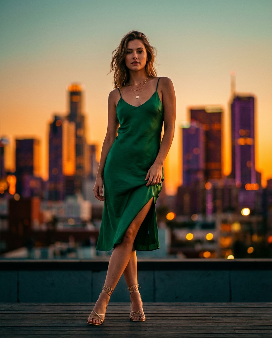 emerald satin rooftop photo