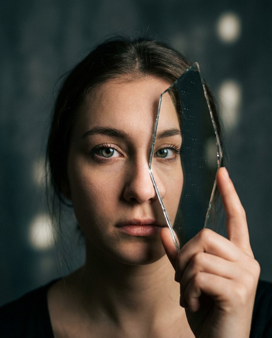 broken mirror split photo