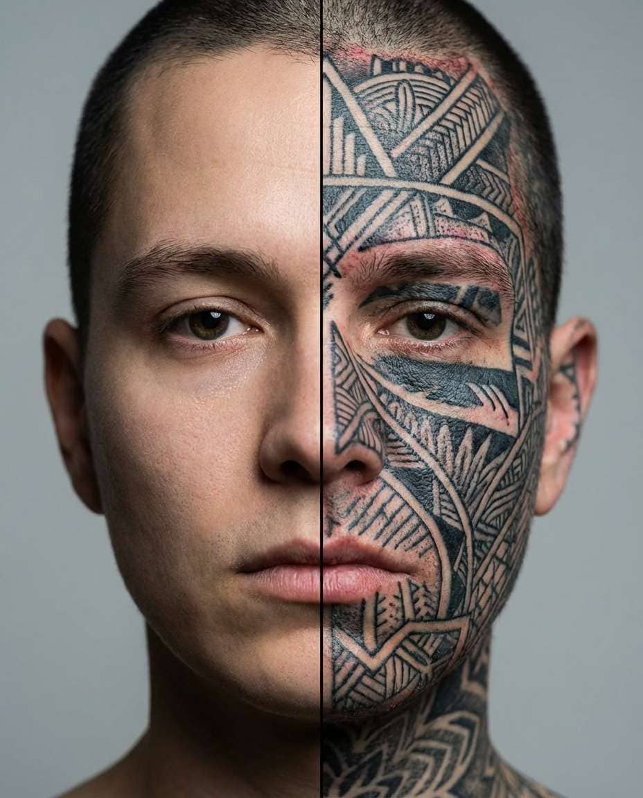 tattoo vs clean skin photo