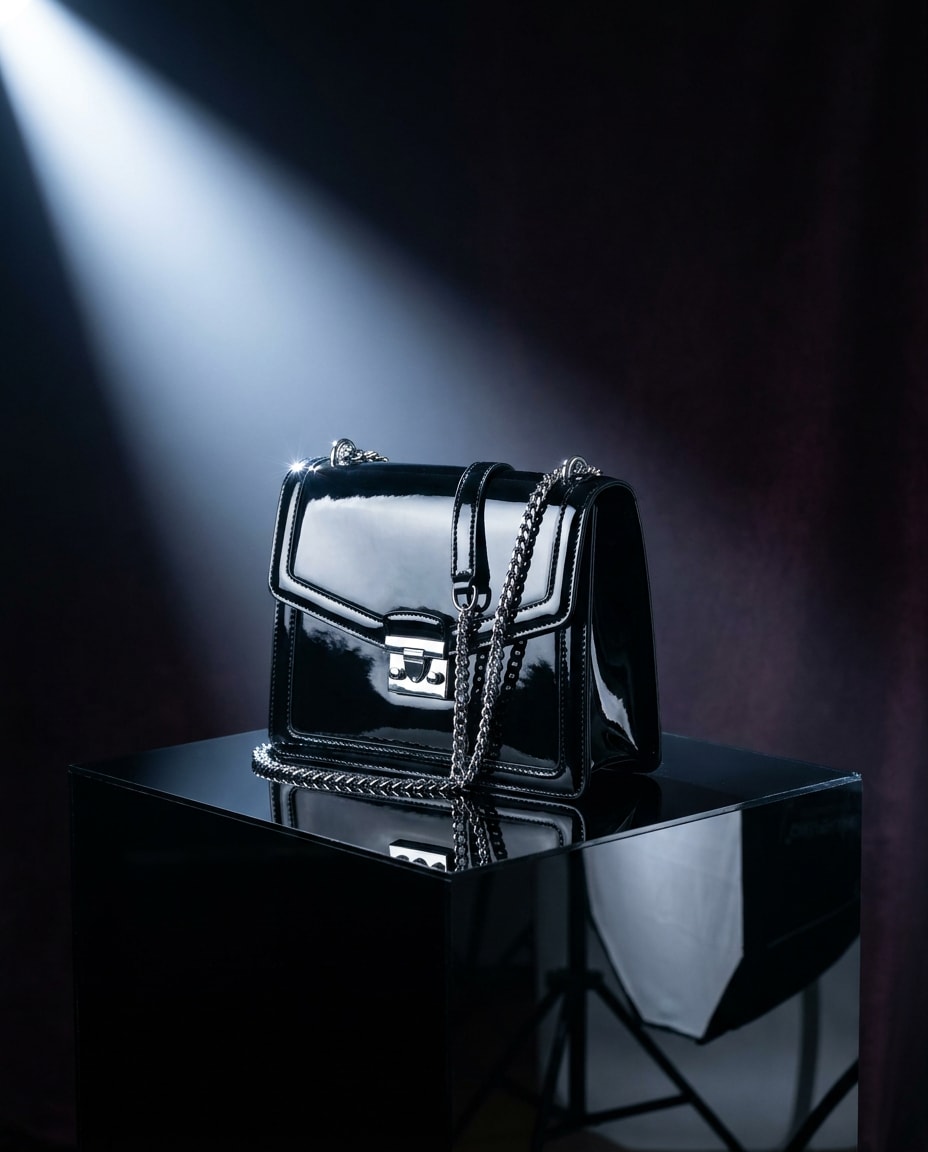 glossy black spotlight photo