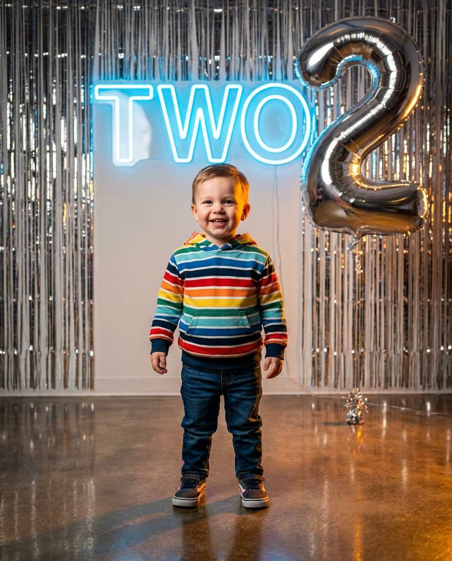 neon party backdrop photo