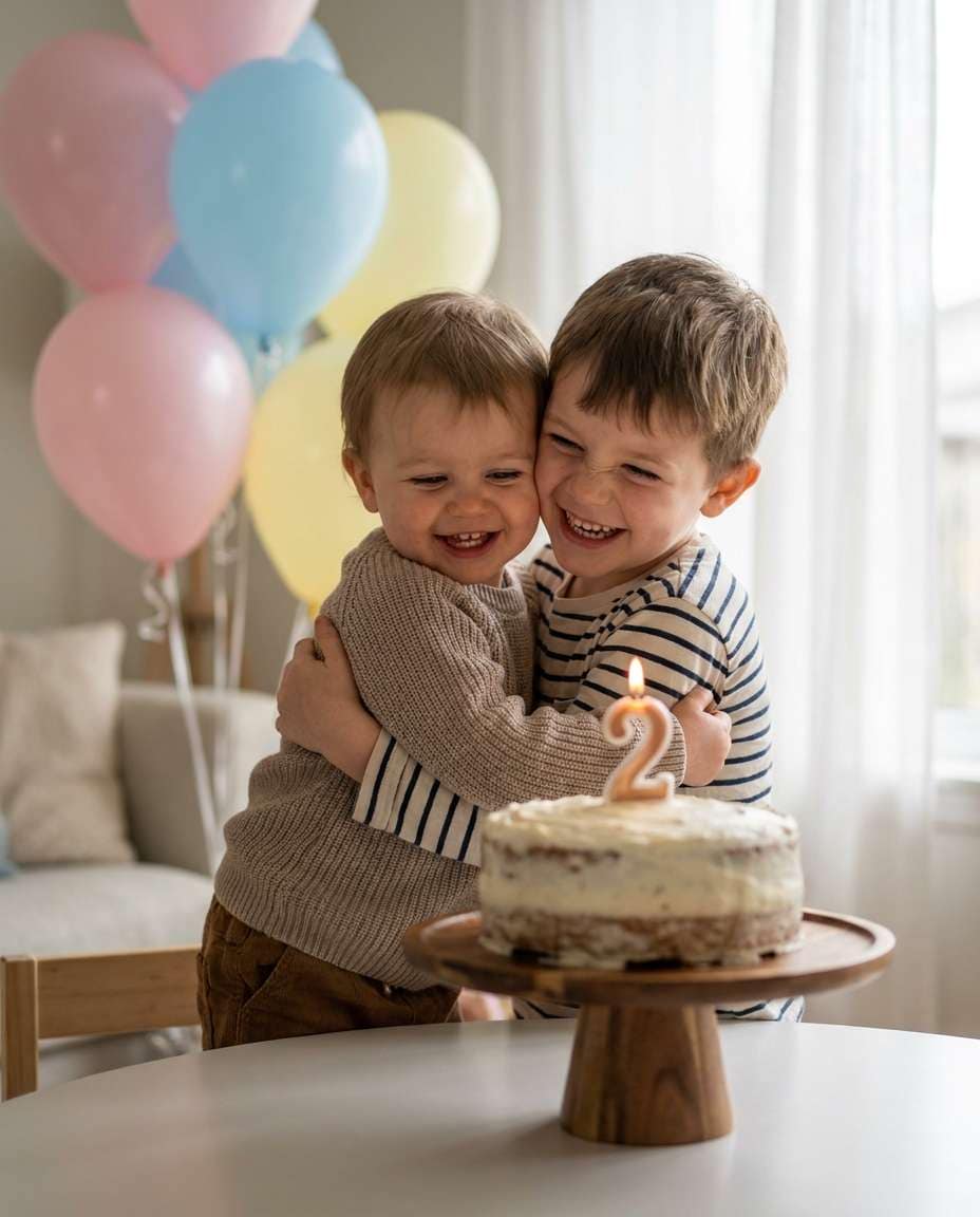sibling hug moment photo