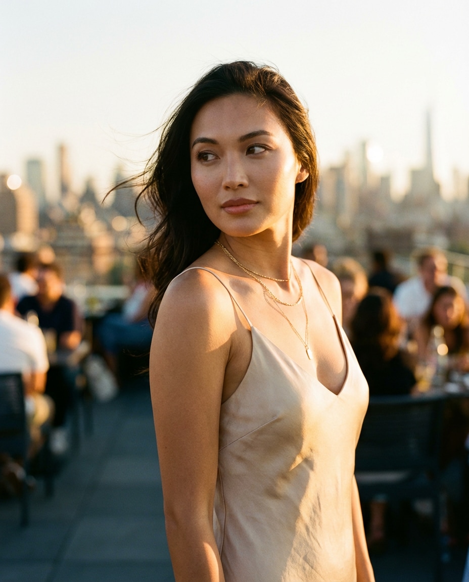 golden hour silk slip photo