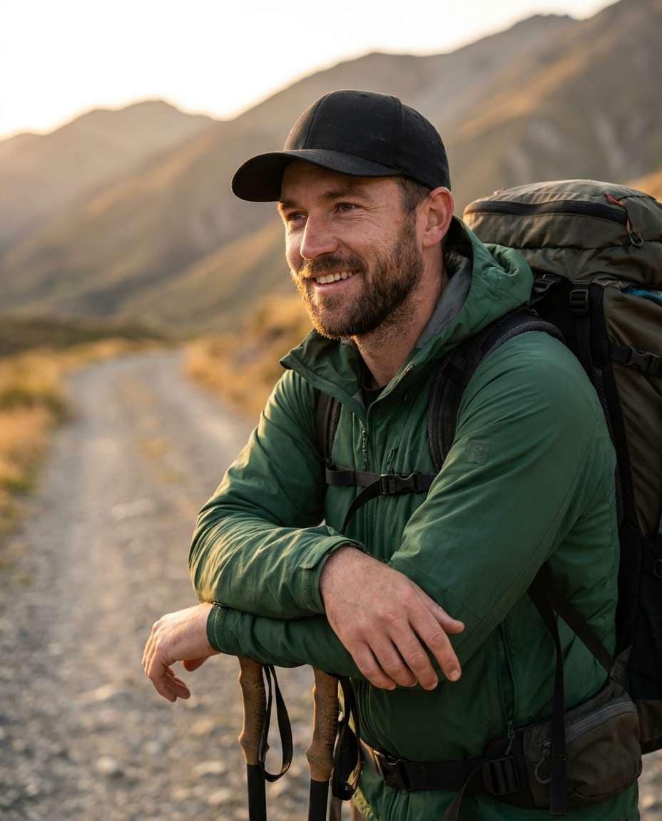 trekking poles pose photo