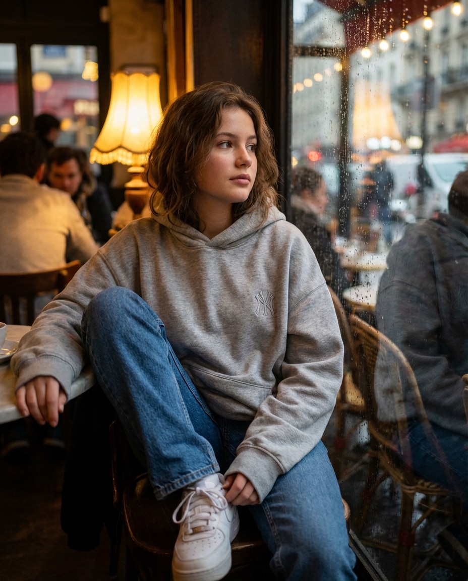 cozy cafe streetwear photo