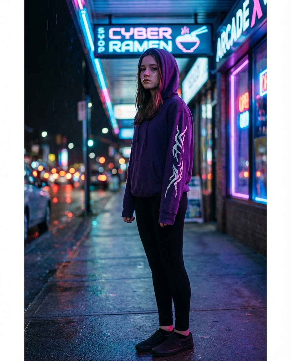 neon night street photo