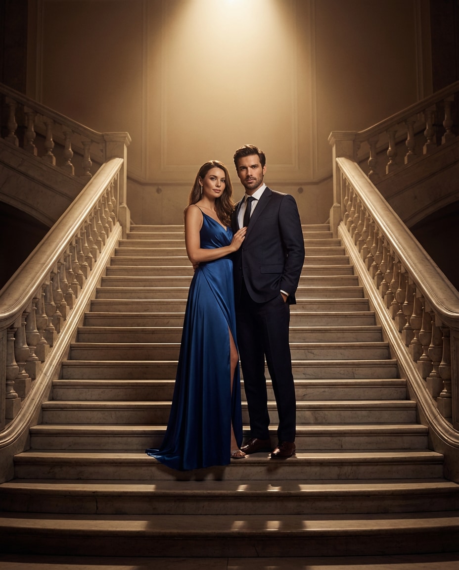 elegant staircase pose photo