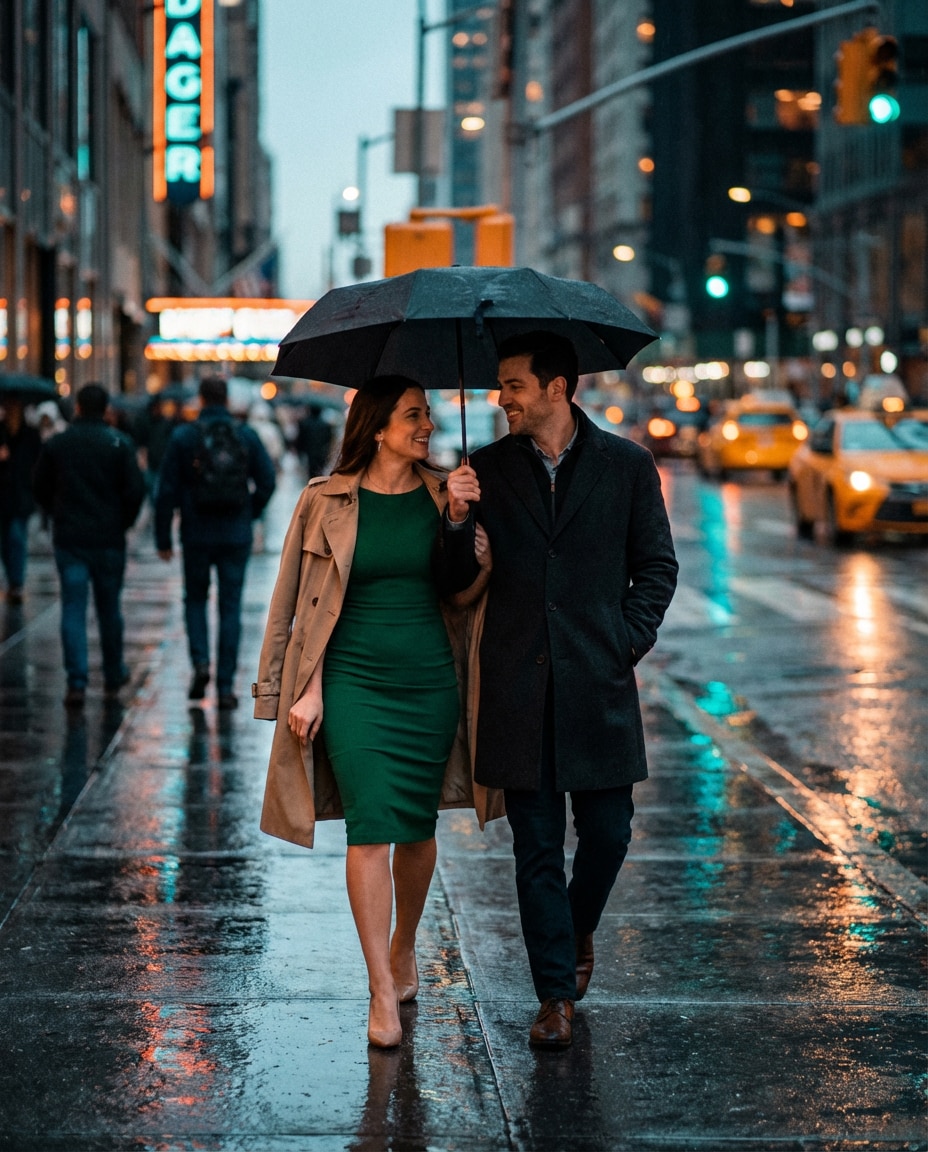 rainy street glam photo