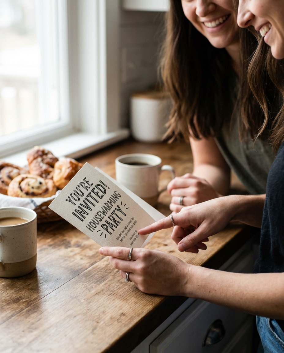 friends unboxing invite photo