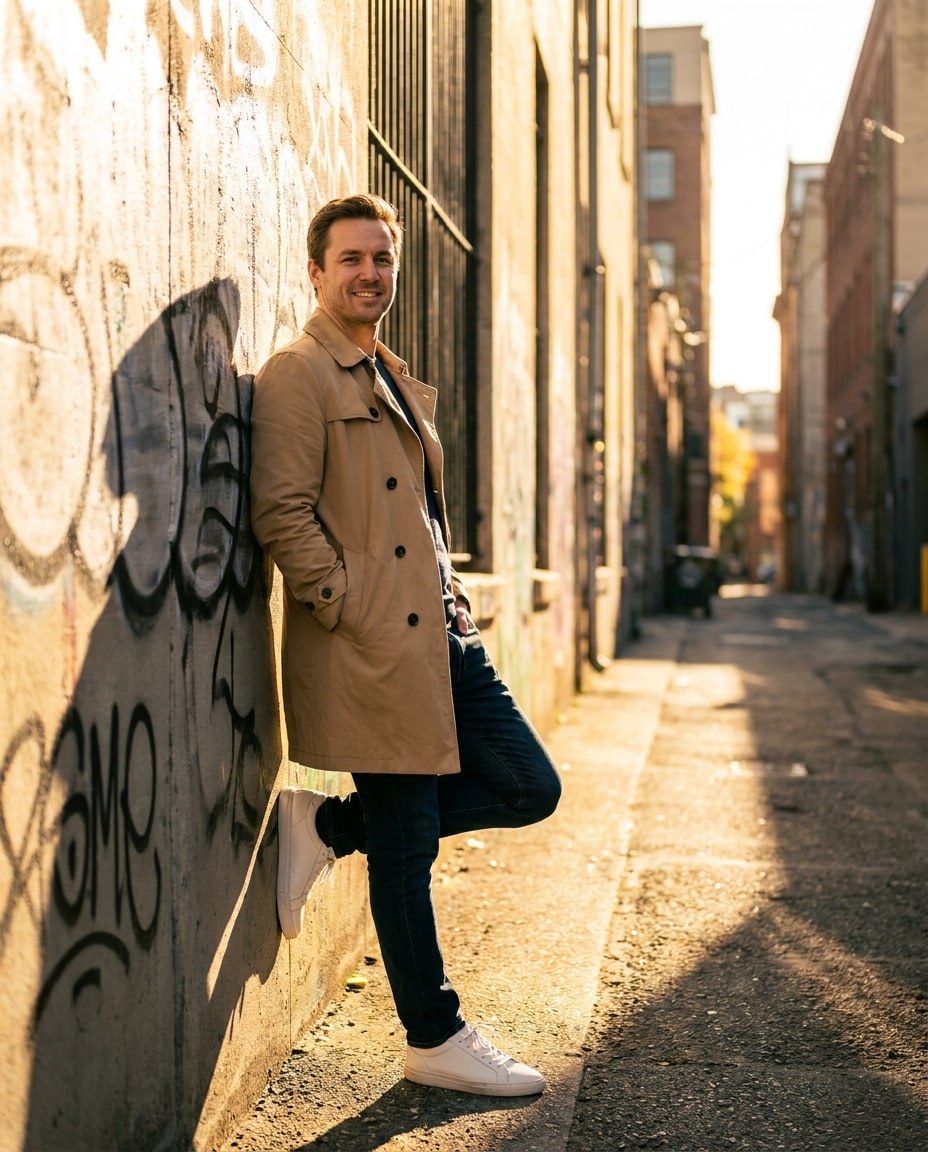 sunlit alley portrait photo