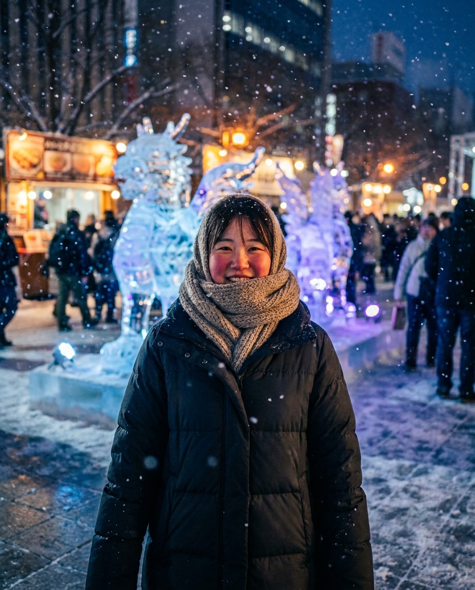sapporo snow night photo