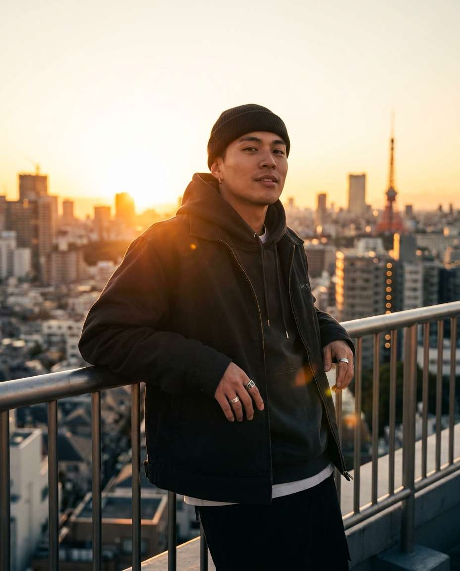 city rooftop sunset photo