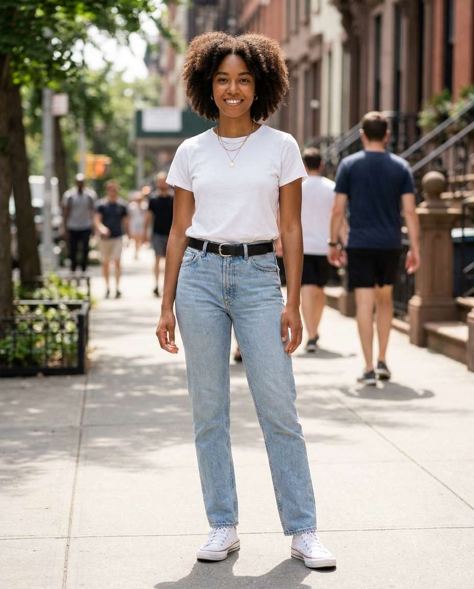 clean white tee fit photo