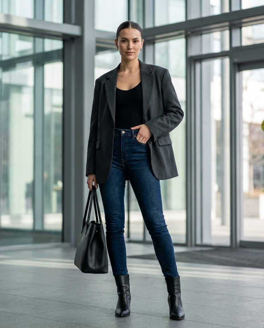 blazer and dark denim photo