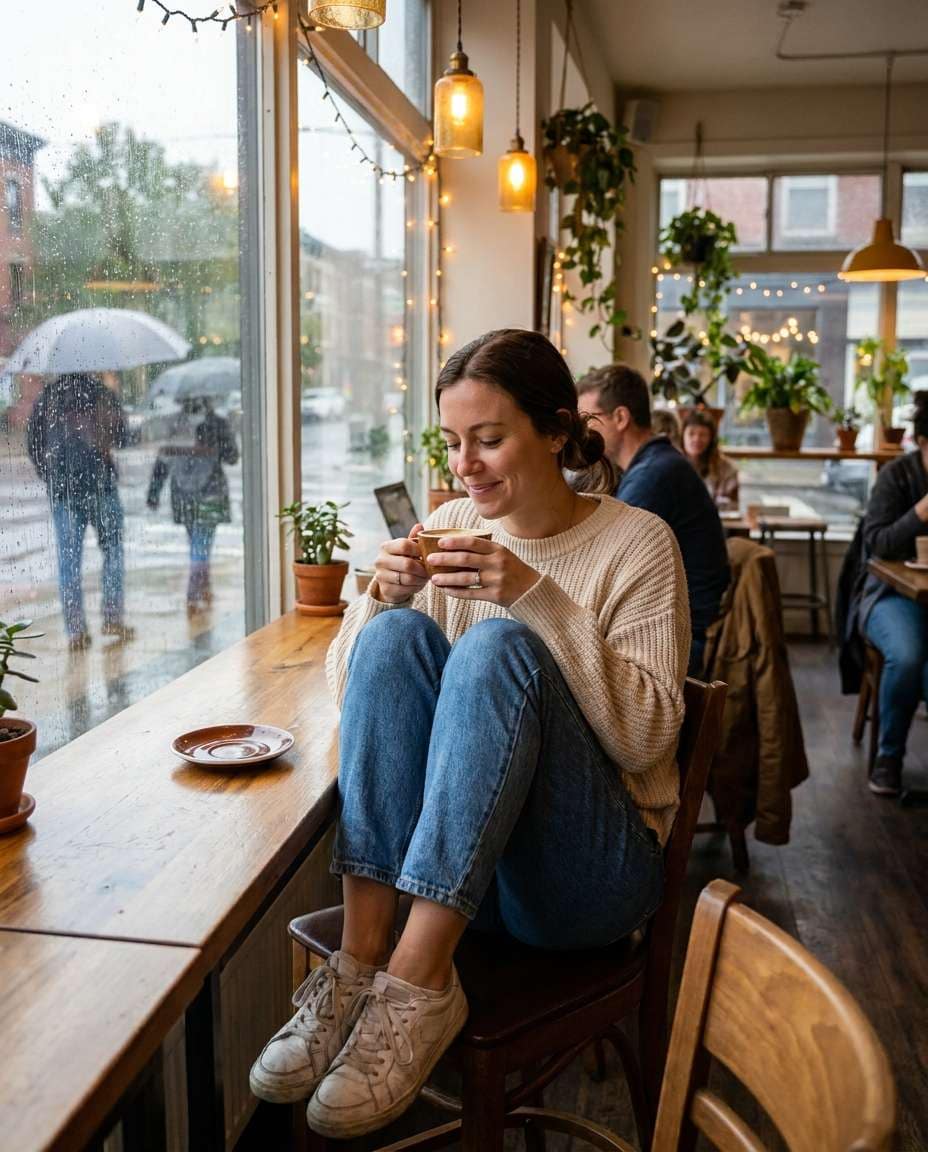 coffee shop candid photo