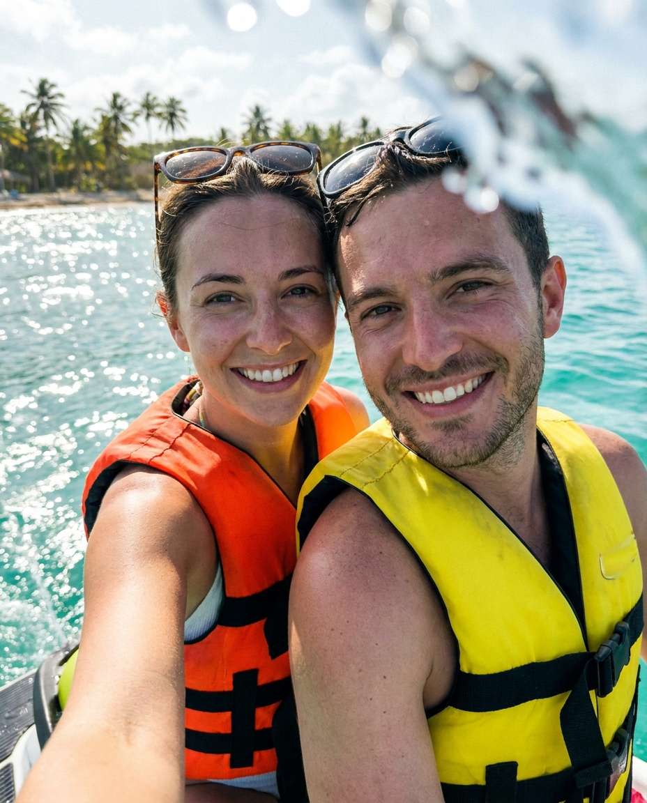 playful splash selfie photo