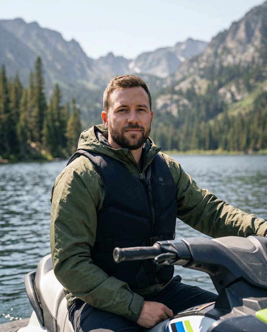 mountain lake adventure photo
