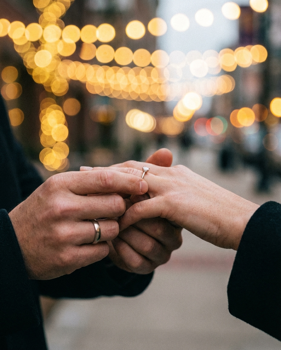 proposal moment hands photo