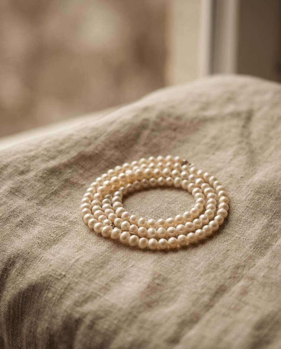 pearls on linen photo