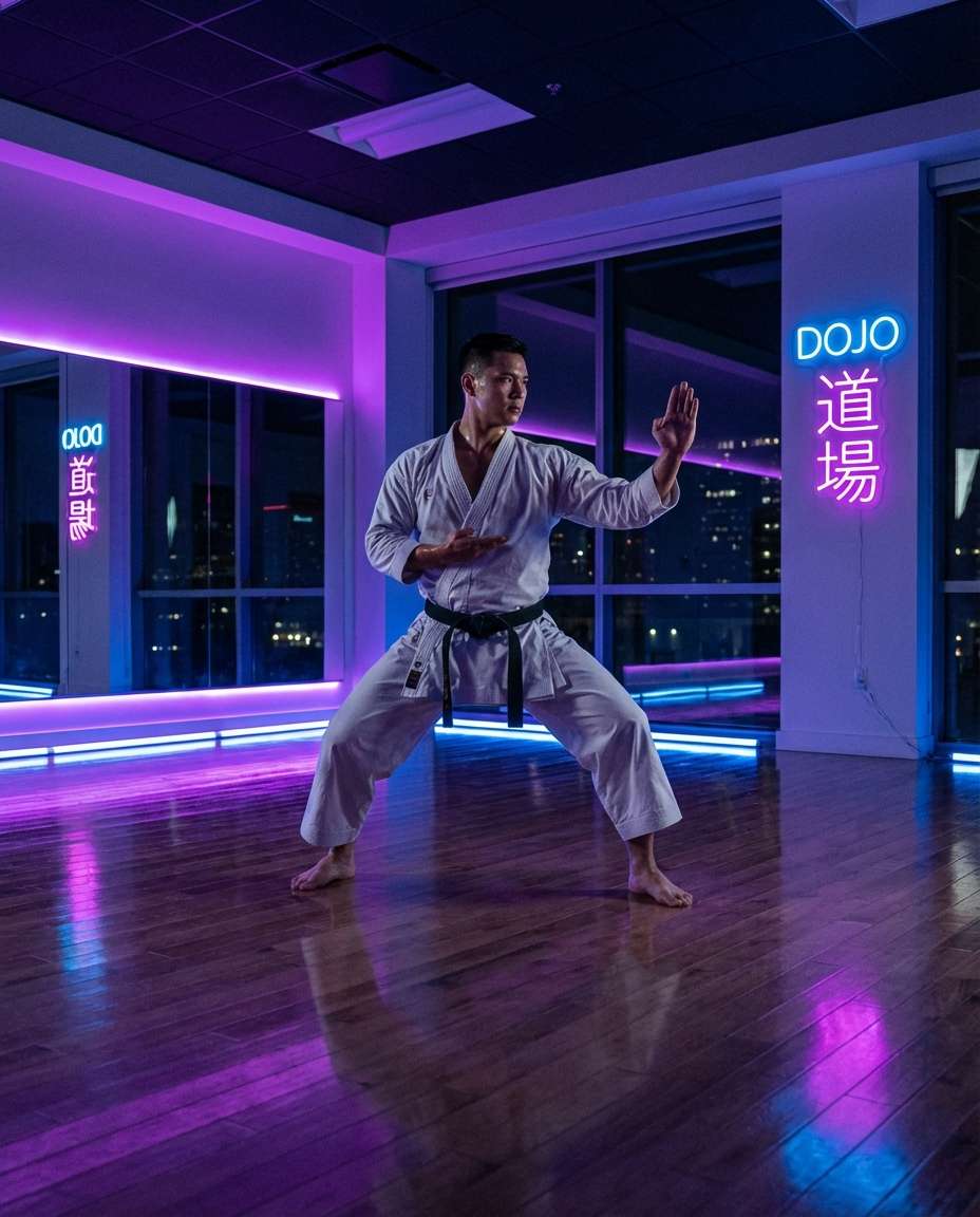 neon dojo night photo