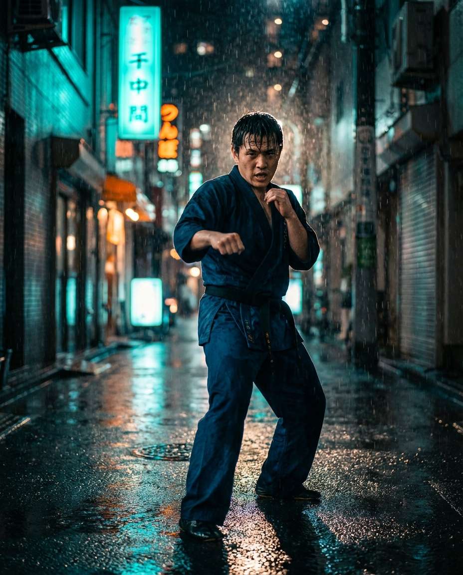 rainy street cinematic photo