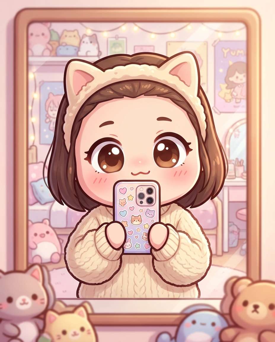 cat ears selfie photo