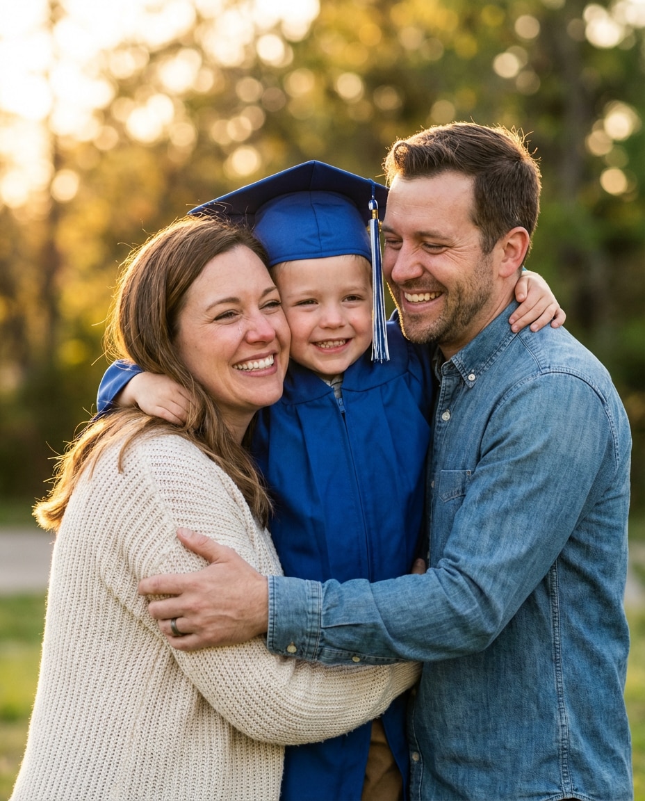 family hug moment photo
