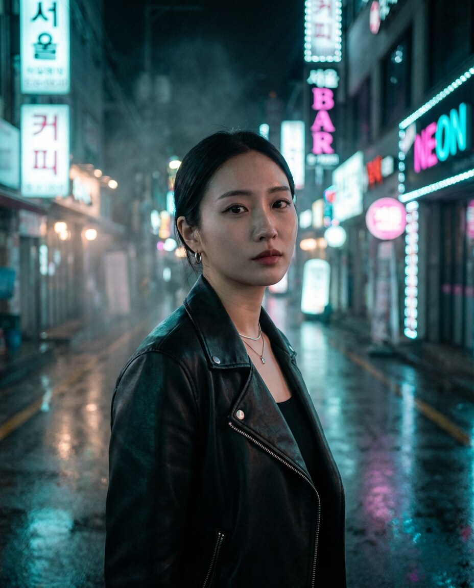 seoul night neon photo