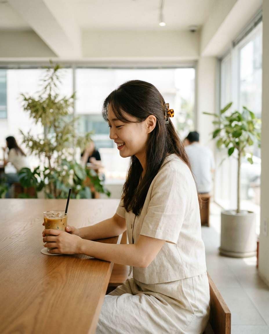 cafe table candid photo