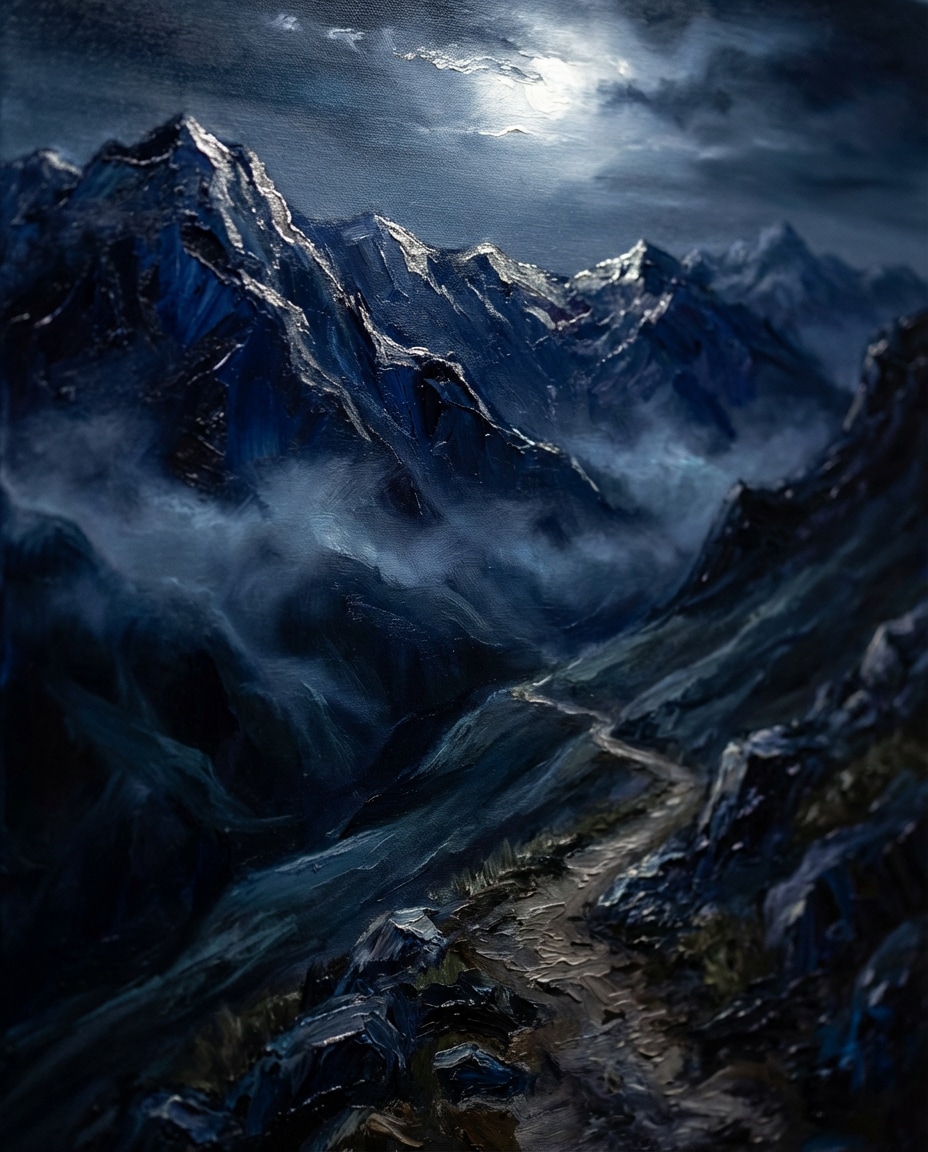 moonlit mountain pass photo