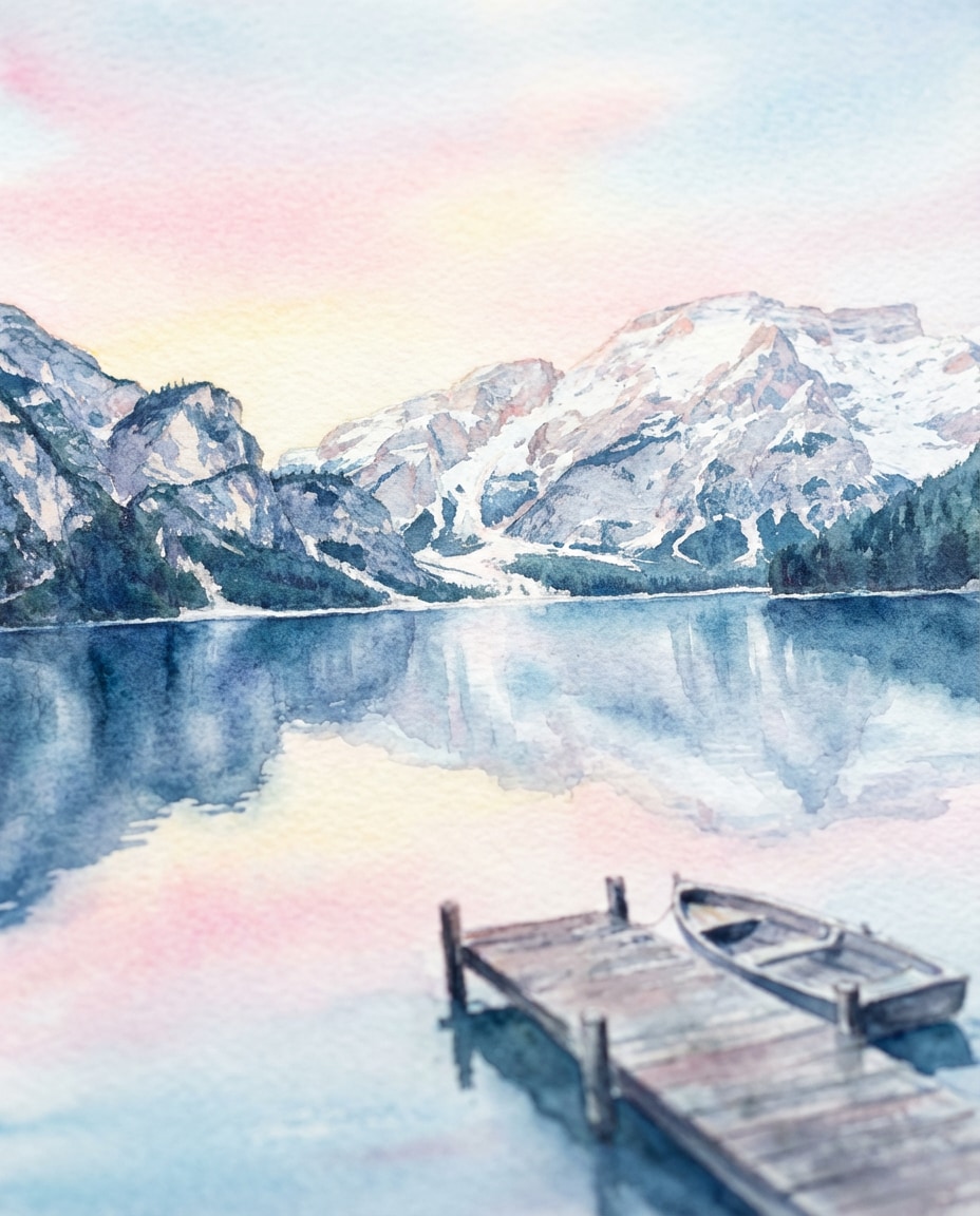 alpine lake mirror photo