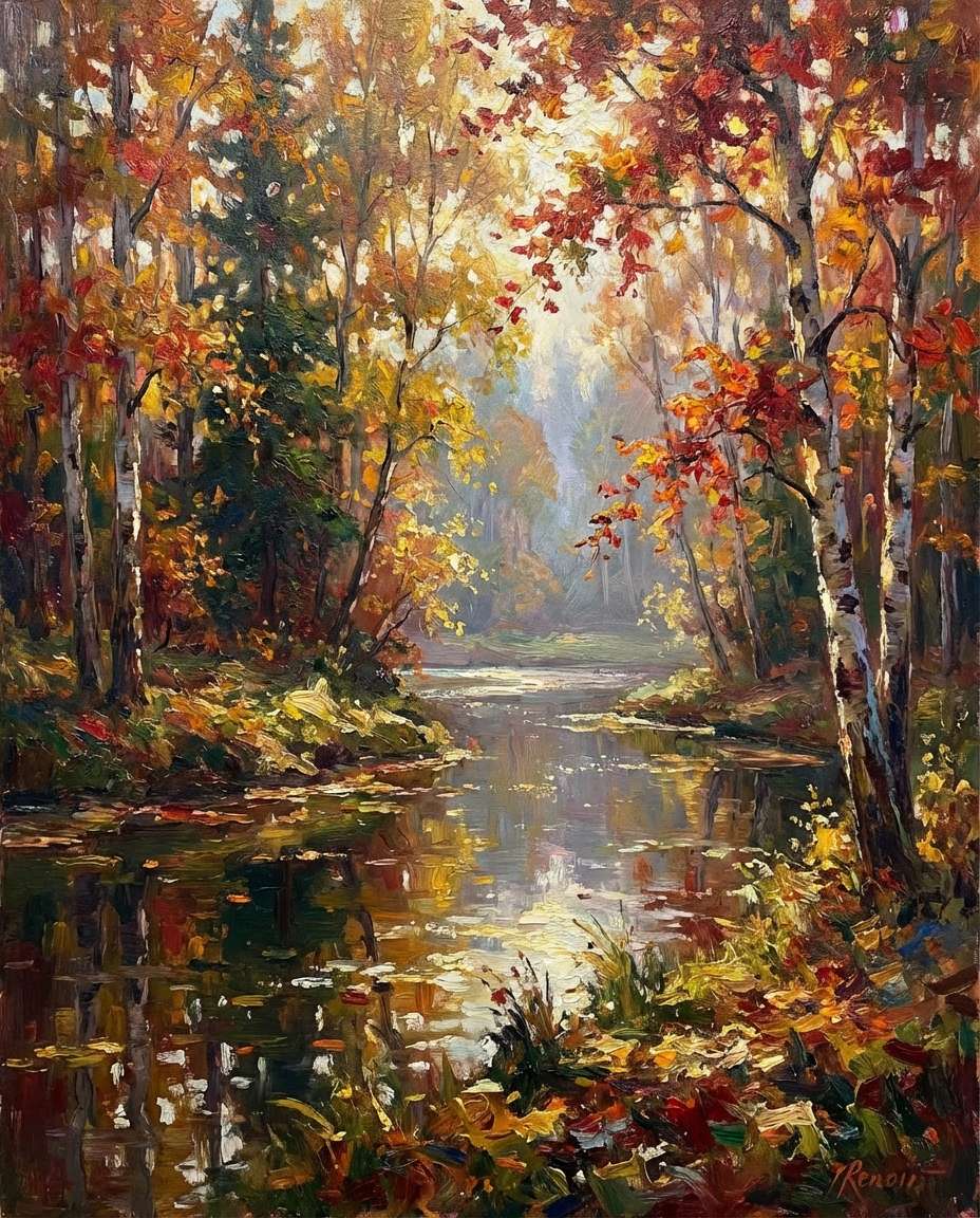 autumn river bend photo