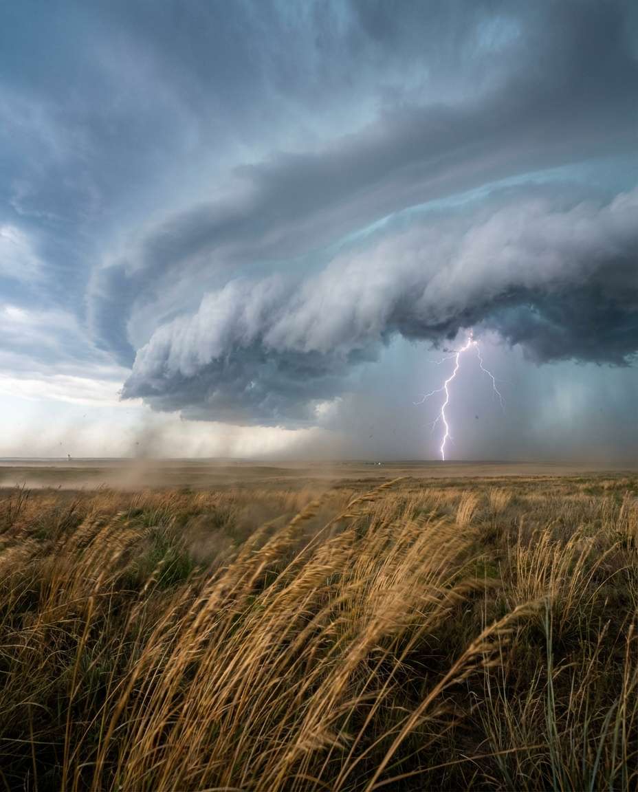 lightning over plains photo