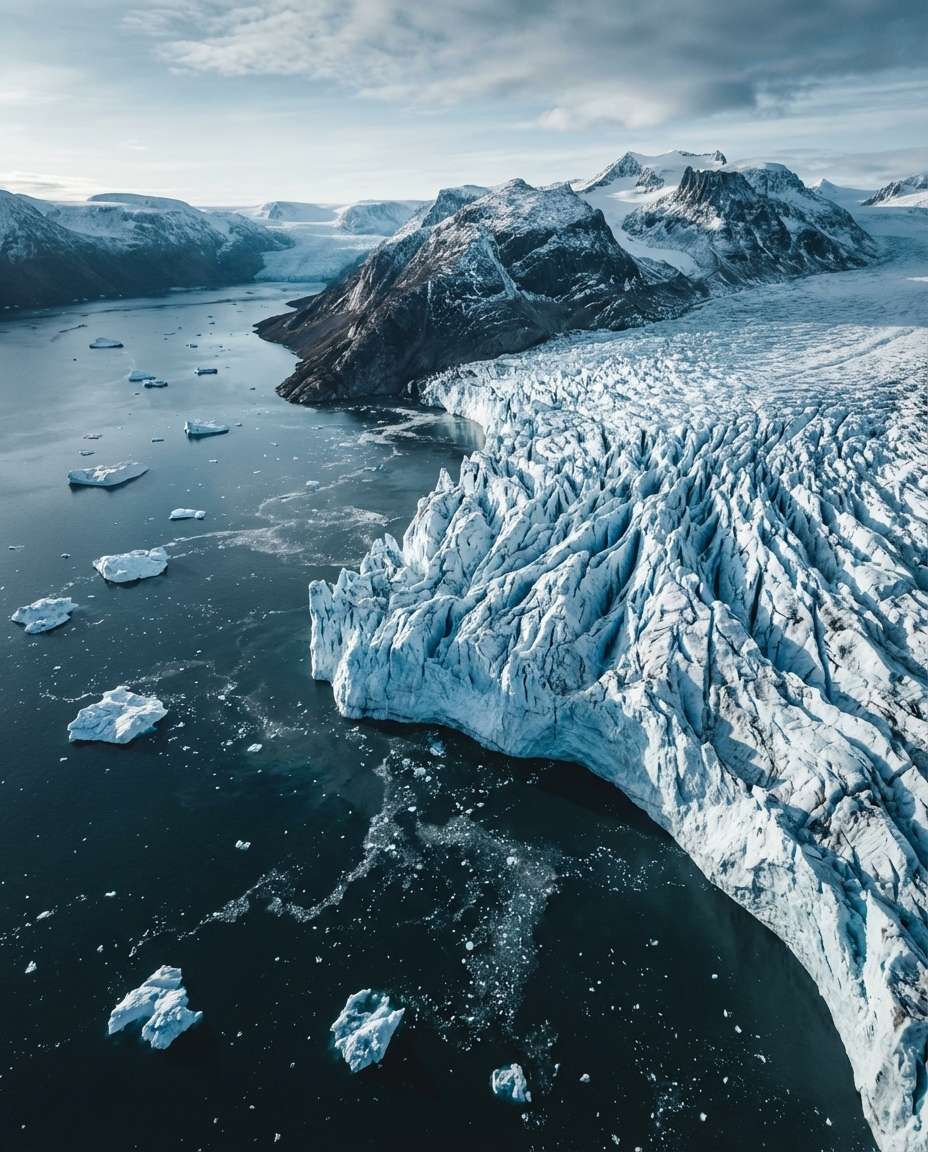 glacier fjord drone photo