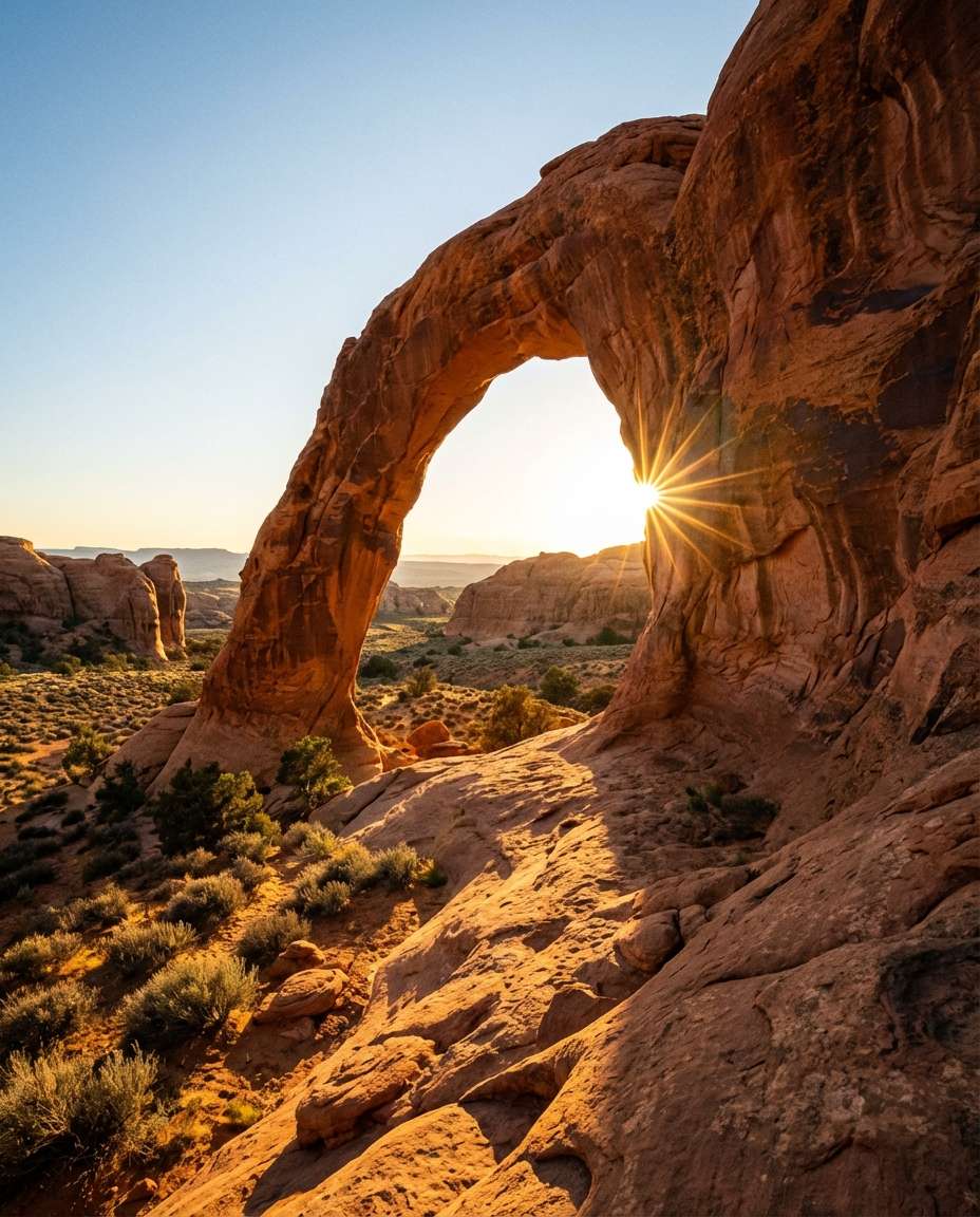 sandstone arch sunset photo
